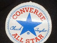 1970s Black High Top Chucks  Close up of ankle patch on 1970s black high top.