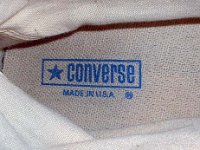 1970s Black High Top Chucks  Closeup of inner sole logo, ankle support and inside canvas of a 1970s black high top.