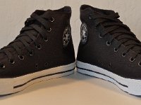 The Doors High Top Chucks  Angled side view of The Doors black high tops.