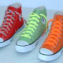 Group Shots of Chucks  High top chucks with neon laces.