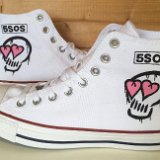 5 Seconds of Summer  Optical white high top tribute chucks.