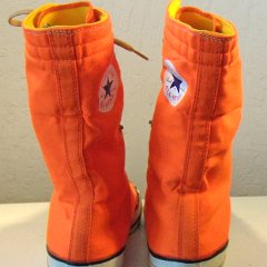 KH002 Orange/Yellow Made in USA KneeHi Chucks  Rear view of the orange/yellow kneehi chucks.