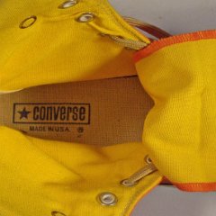 KH002 Orange/Yellow Made in USA KneeHi Chucks  Insole closeup view.