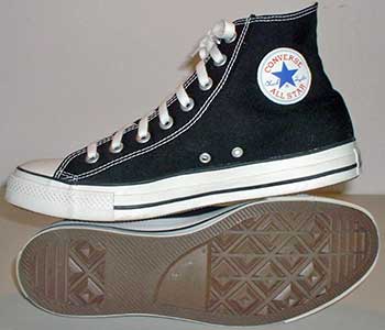 Black high top chucks, inside patch and sole vies