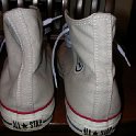 Brad Deniston Collection of Chucks  Rear view of vintage gray high tops.