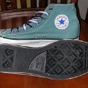 Brad Deniston Collection of Chucks  Inside patch and sole views of green high top chucks.