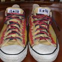 Brad Deniston Collection of Chucks  Front view of painted low cuts.