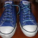 Brad Deniston Collection of Chucks  Top view of royal blue low cut chucks.