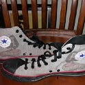 Brad Deniston Collection of Chucks  Inside patch views of Sailor Jerry high top chucks.