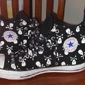 Brad Deniston Collection of Chucks  Inside patch views of skull print chucks.