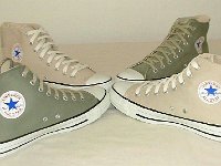 Cargo High Top Chucks  Olive green and khaki cargo high tops, inside logo view.