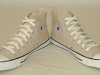 Cargo High Top Chucks  Khaki cargo high tops, angled front view.