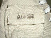 Cargo High Top Chucks  Close up of a khaki cargo pocket, right shoe.
