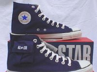 Cargo High Top Chucks  Navy blue cargo high top, side views.