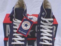 Cargo High Top Chucks  Navy blue cargo high tops, top view.