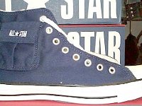 Cargo High Top Chucks  Navy blue cargo high top, right side pocket view.