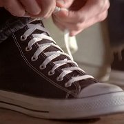 Chuck Television Series  Chuck laces up his best pair of black high top chucks for his date with Sarah.