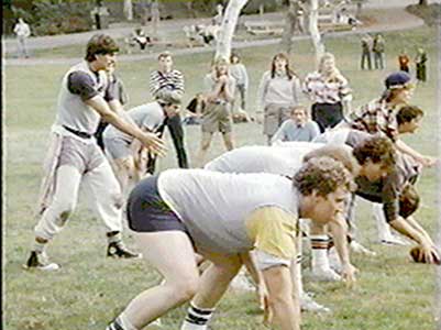 Boris quarterbacks the touch football game