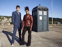 Doctor Who  Dr. Who with his latest companion Martha Jones in front of the time machine.