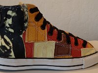 The Doors High Top Chucks  Inside patch view of a right orange and tan patches Doors high top.