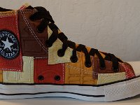 The Doors High Top Chucks  Inside patch view of a left orange and tan patches Doors high top.