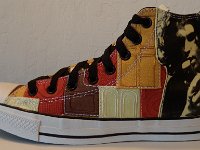 The Doors High Top Chucks  Outside view of a left orange and tan patches Doors high top.