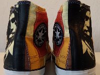The Doors High Top Chucks  Rear view of orange and tan patches Doors high tops.