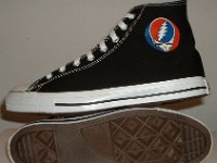 Grateful Dead High Top Chucks  Outside and sole views of Grateful Dead black high tops.
