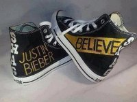 Justin Bieber Painted Chucks  Custom painted black high tops.