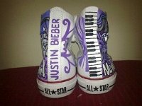 Justin Bieber Painted Chucks  Custom painted optical white high tops.