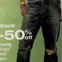 Ads for Levis and Jeans  Ad for distressed jeans with black chucks.
