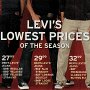 Ads for Levis and Jeans  Ad for Levis with black monocrhome, black classic, and brown chucks.
