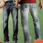Ads for Levis and Jeans  Ad for navy blue and light blue jeans with navy blue chucks.