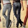 Ads for Levis and Jeans  Ad for blue, navy blue, and red jeans, with black and red chucks.
