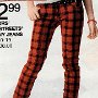 Ads for Levis and Jeans  Ad for plaid red and black skinny jeans with black chucks. Note the unusual lacing.