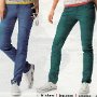 Ads for Levis and Jeans  Ad for royal blue and green jeans with low cut optical white chucks.