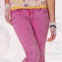 Ads for Levis and Jeans  Ad for pink jeans with black low cut chucks.