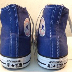 Lightly Worn Royal Blue High Tops, LWH09  Rear view of the royal blue high tops.