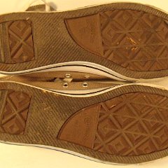 Worn Light Grey High Top Chucks  Outer sole views.