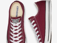 Maroon Low Cut Chucks  Top and side views of maroon low top chucks.