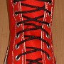 Narrow Round Shoelaces  Red high top with narrow black laces.