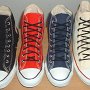 Narrow Round Shoelaces  Core color high top chucks with narrow black laces.