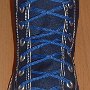 Narrow Round Shoelaces  Navy blue high top with narrow royal blue laces.