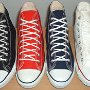 Narrow Round Shoelaces  Core color high top chucks with narrow white laces.