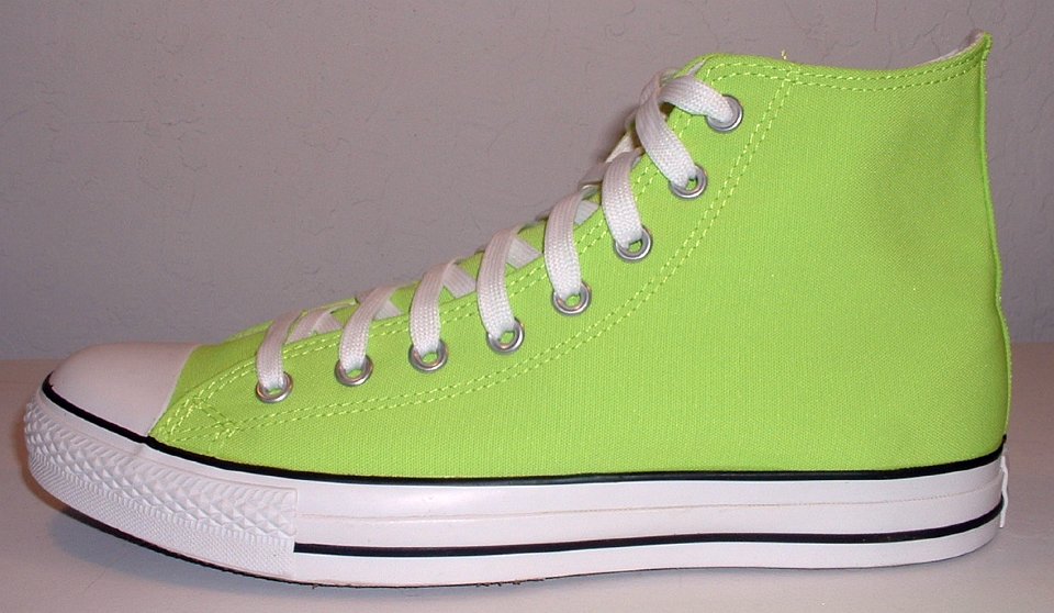 neon green high top converse