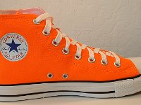 Neon Orange High Tops  New neon orange high top, left inside patch view.