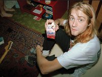 Kurt Cobain and Nirvana  Kurt drinking a carton of chocolate milk.