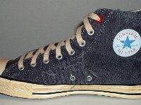 The Ramones High Top Chucks  Inside patch view of a right Ramone's high top with hemp laces.