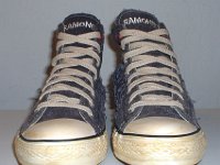 The Ramones High Top Chucks  Front view of Ramone's high tops with hemp laces.