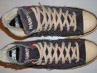 The Ramones High Top Chucks  Top view of Ramone's high tops with hemp laces.